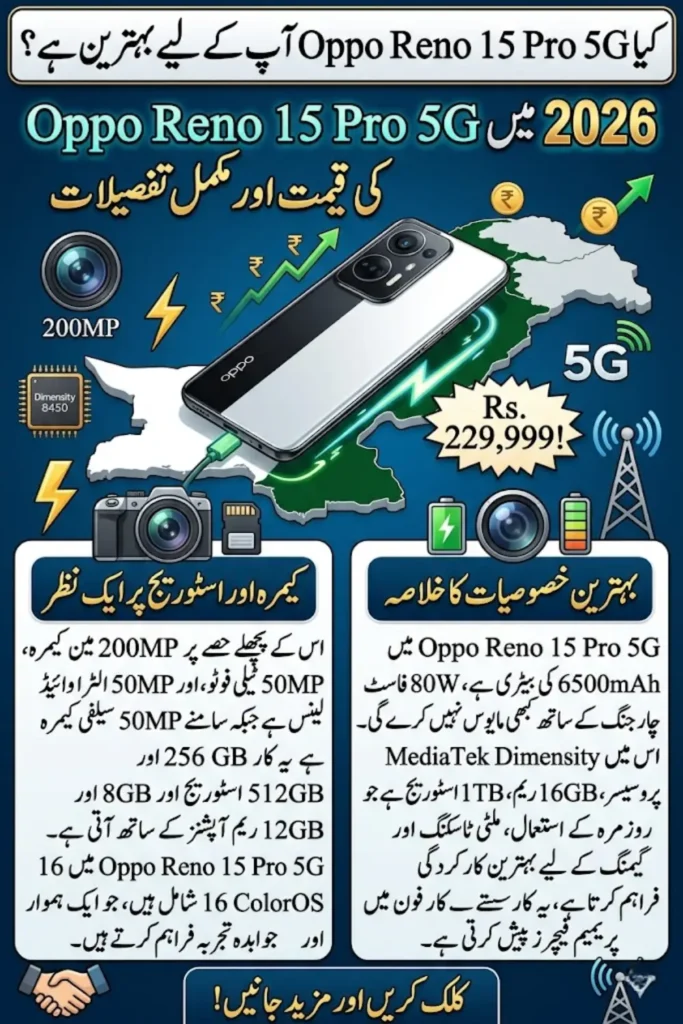 Oppo Reno 15 Pro 5G Price in Pakistan 2026 – Specifications, 200MP Camera, Battery & Full Features