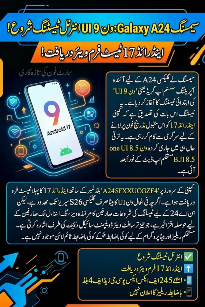 Samsung Galaxy A24 One UI 9 Update Enters Internal Testing With Android 17 Firmware