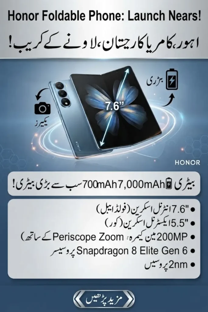 Honor Foldable Phone Leak Reveals 7000mAh Battery, 200MP Camera and 7.6-Inch Display